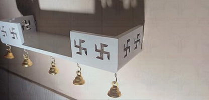 Decorasia Beautiful Wooden Wall Temple with Swastik Design | Pooja Mandir for Home & Office | Traditional Hanging Wooden Temple for Hindu Rituals & Decoration