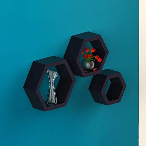 DECORASIA� Beautiful Wooden Hexagon Shape Designer Storage Shelves MDF (Set of 3) (Medium Density Fiber) Wall Shelf