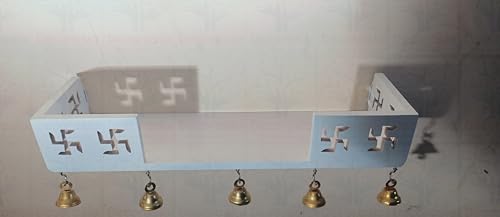 Decorasia Beautiful Wooden Wall Temple with Swastik Design | Pooja Mandir for Home & Office | Traditional Hanging Wooden Temple for Hindu Rituals & Decoration