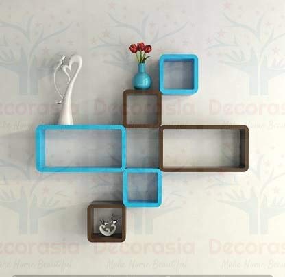 DECORASIA Beautiful & Antique Cube & Rectangle Shape (Set of 6) Mounted Rack Shelves.