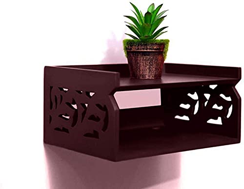 DECORASIA Wooden Beautiful WiFi Stand and Tv Set top Box Stand (Brown)