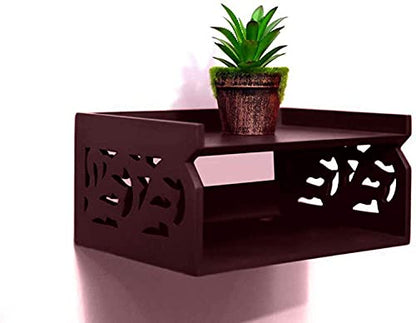 DECORASIA Wooden Beautiful WiFi Stand and Tv Set top Box Stand (Brown)
