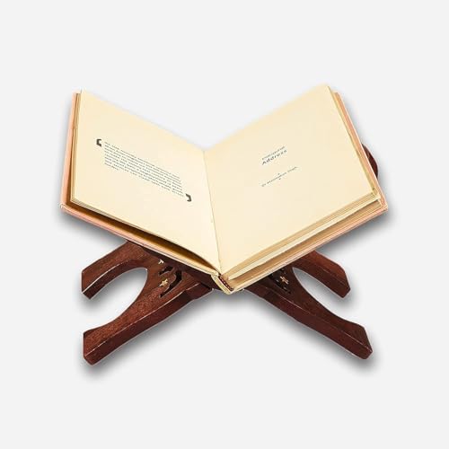 Decorasia Hand-Carved Wooden Holy Book Stand, Foldable Design, Brown, 15.24 x 5.08 x 5.08 cm