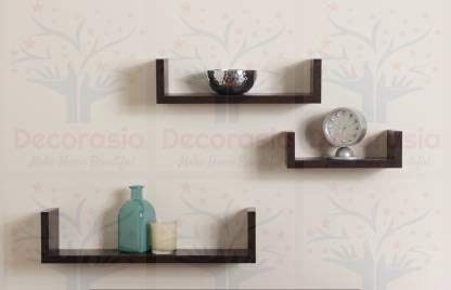 DECORASIA� Beautiful U Shape Wooden Wall Shelf for Multi Purpose Utility MDF Wall Shelf