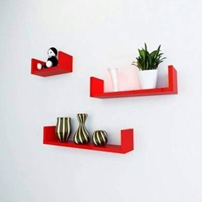 DECORASIA� Beautiful U Shape Wooden Wall Shelf for Multi Purpose Utility MDF Wall Shelf