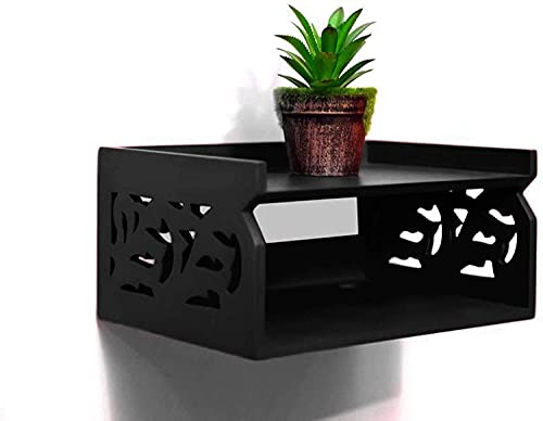 DECORASIA Wooden Beautiful WiFi Stand and Tv Set top Box Stand (Black)