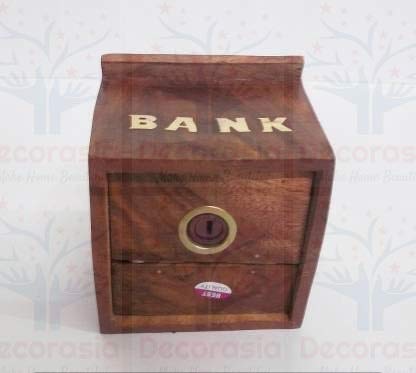 DECORASIA™ Wooden Beautiful Unique Hut Shape Coin Bank Piggy Bank Money Bank. Gullak for Kids, Wooden,Coin Bank, Birthday Gift for Kids.