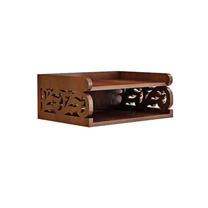 DECORASIA Wooden Beautiful WiFi Stand and Tv Set top Box Stand (Brown)