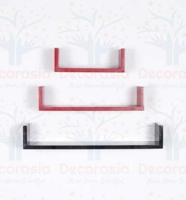 DECORASIA Beautiful U Shape Wooden Wall Shelf for Multi Purpose Utility MDF Wall Shelf