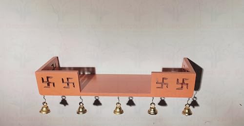 Decorasia Beautiful Wooden Wall Temple with Swastik Design for Home & Office | Compact Hanging Pooja Mandir for Spiritual D�cor