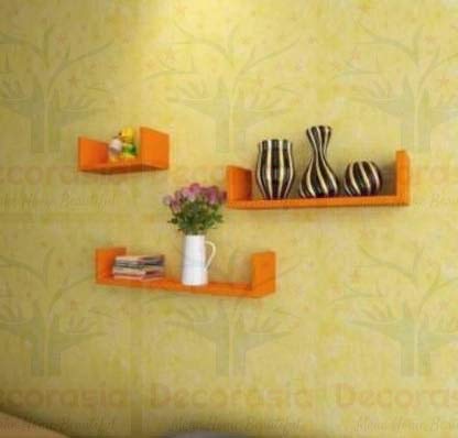 DECORASIA� Beautiful U Shape Wooden Wall Shelf for Multi Purpose Utility MDF Wall Shelf