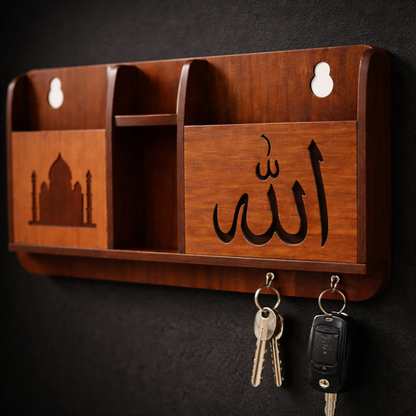 Decorasia Wooden Islamic Key Holder & Wall Organizer