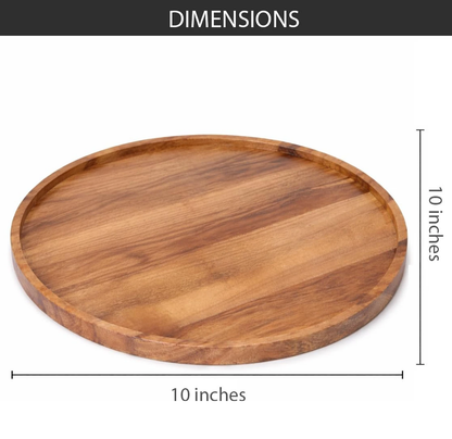 DECORASIA™ Neem Wood Round Serving Tray – 11 Inch (Handcrafted Elegance)