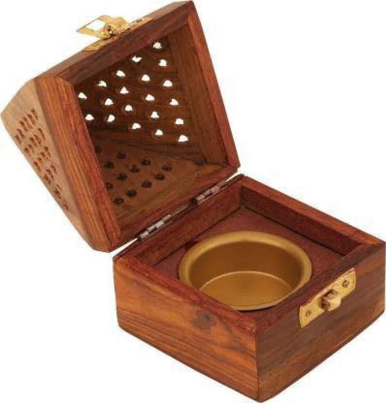 DECORASIA™ Pyramid Wooden Dhoop Dani (Handcrafted Incense Burner with Lock)