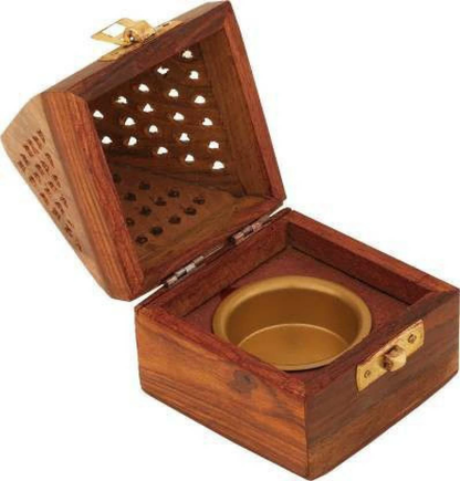 DECORASIA™ Pyramid Wooden Dhoop Dani (Handcrafted Incense Burner with Lock)