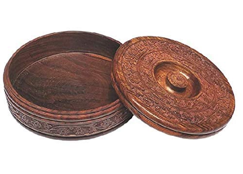 Wooden Round Chapati Container Roti Box