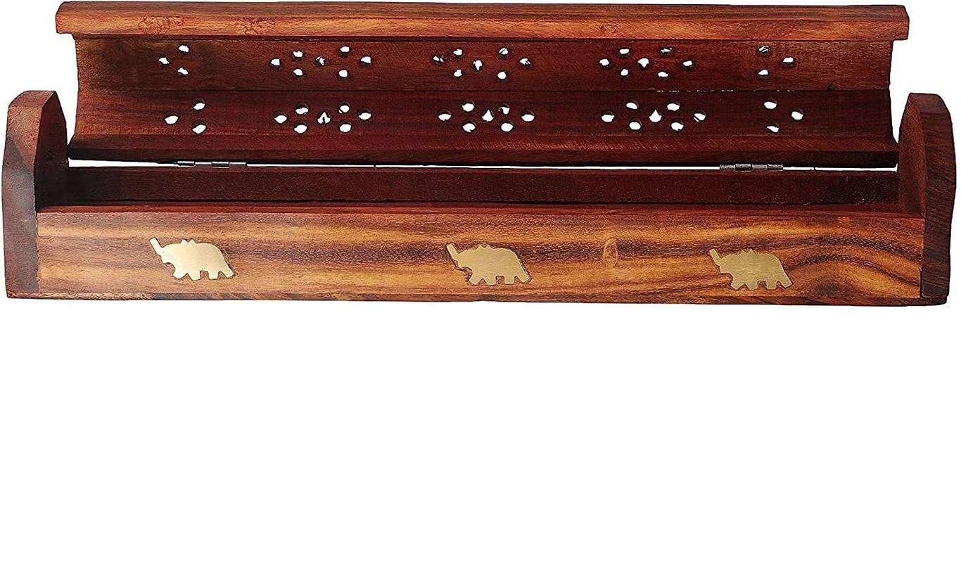 Handcrafted Wooden Incense Stick Holder Box (Agarbatti Stand)