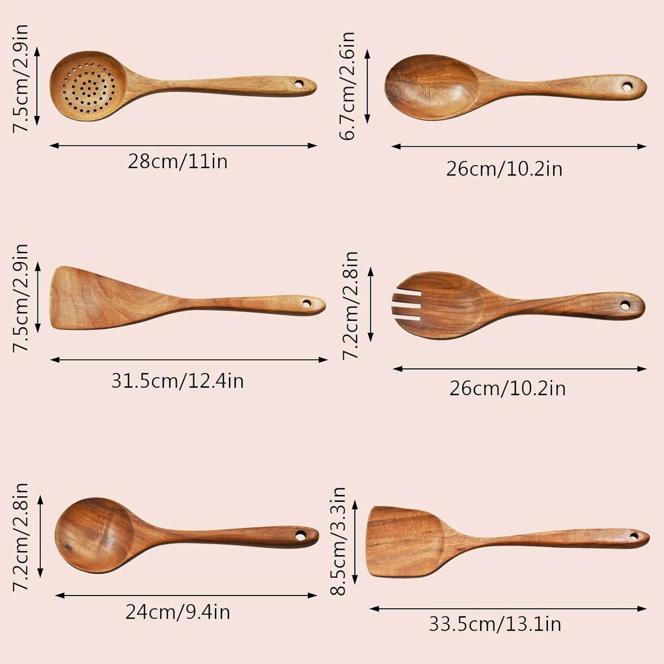 Premium Wooden Cooking Spoon Set – Handcrafted Kitchen Utensils (Set of 6)