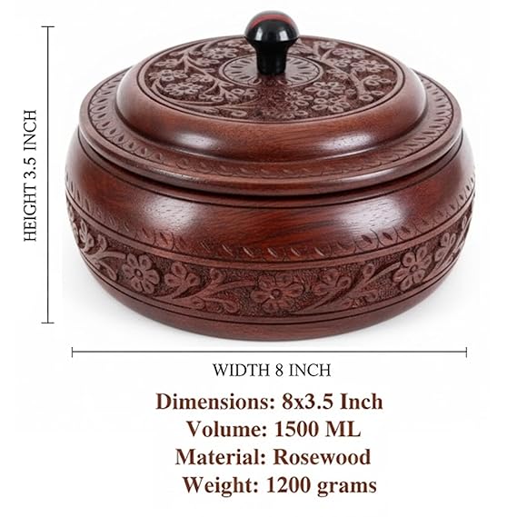 Premium Carved Finish Rosewood Roti Box