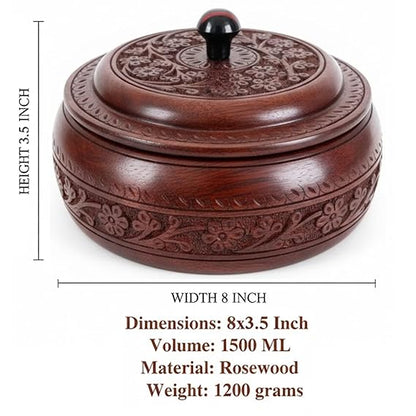 Premium Carved Finish Rosewood Roti Box