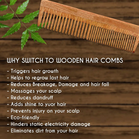 Decorasia Neem Wood Comb – Set of 2 (Premium Engraved)