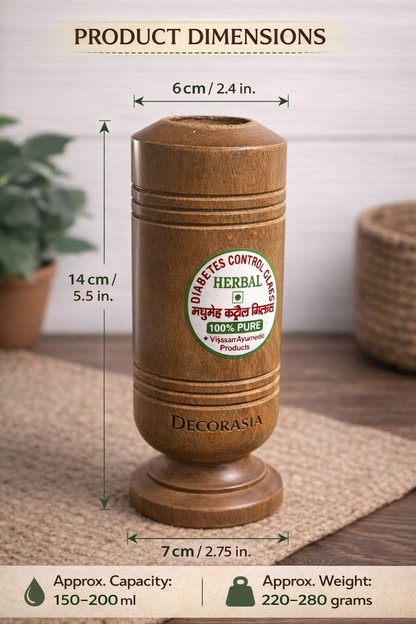 DECORASIA™ Vijaysaar Wooden Diabetes Control Glass (100% Natural)