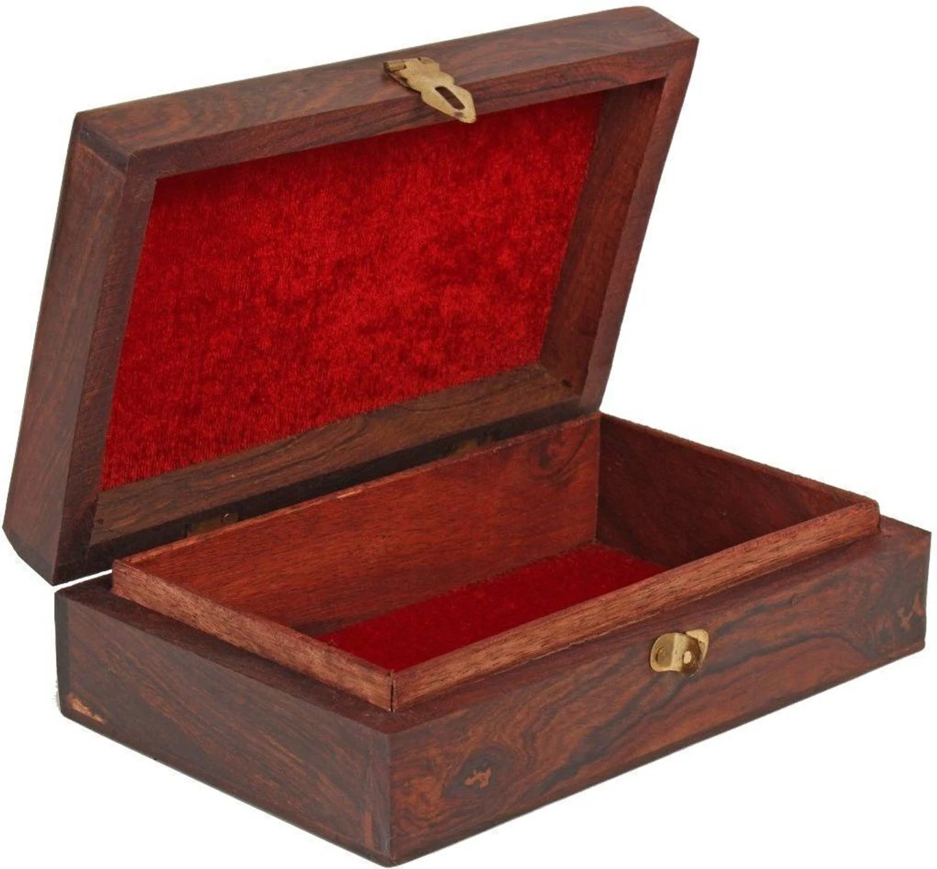 Handcrafted Sheesham Wood Carved Jewellery Box with Floral Inlay & Lock