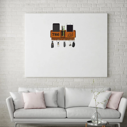 Personalized Wooden Mobile & Key Holder – Wall Mounted Organizer Rack