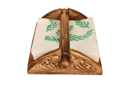 Handcrafted Mango Wood Antique Brown Napkin Holder