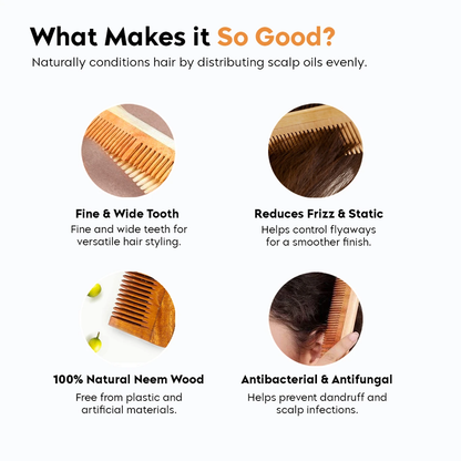 Decorasia Herbal Neem Comb for Healthy Scalp & Hair Growth