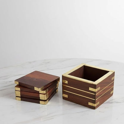 Wooden Drink & Glass Coasters Set of 6