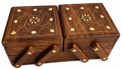 Handcrafted Sheesham Wood Expandable Jewellery Box with Dual Compartments