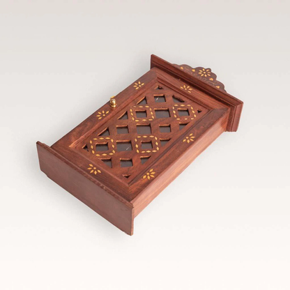 Handcrafted Wooden Wall Key Holder Cabinet – Traditional Sheesham Wood Design