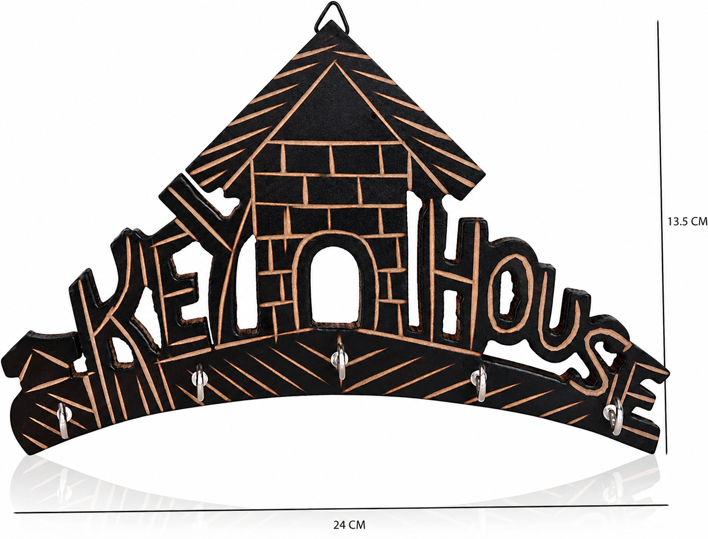 “Key House” Wooden Wall Key Holder – Decorative Key Organizer