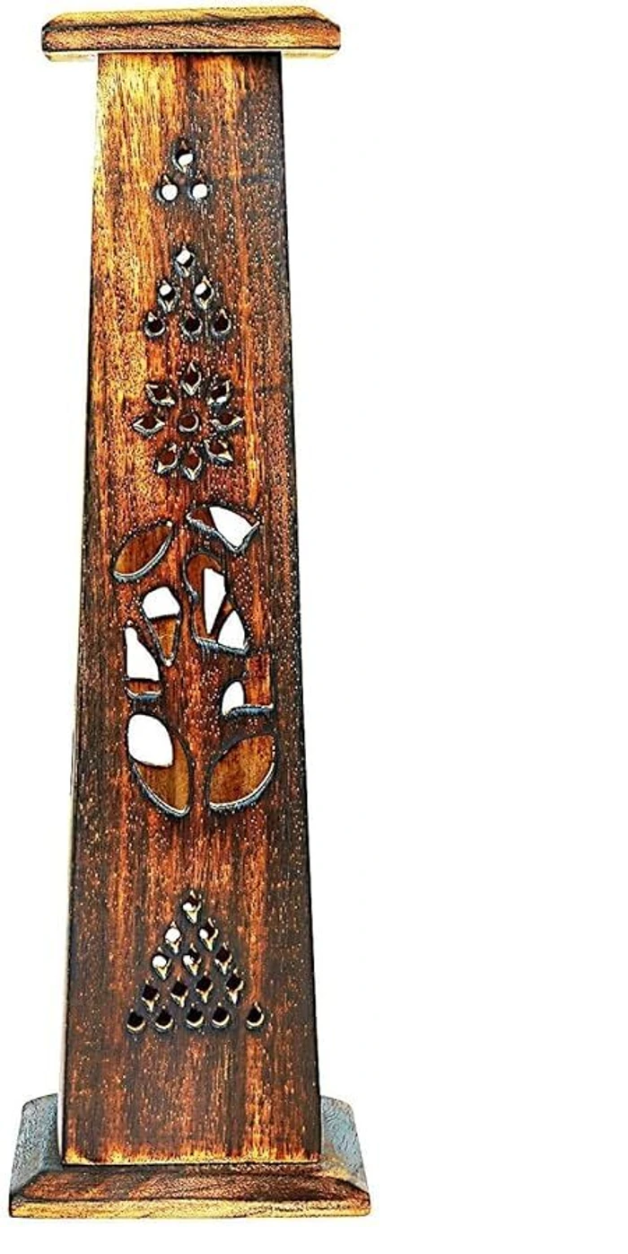 Handcrafted Wooden Carved Tower Incense Holder (Agarbatti Stand)