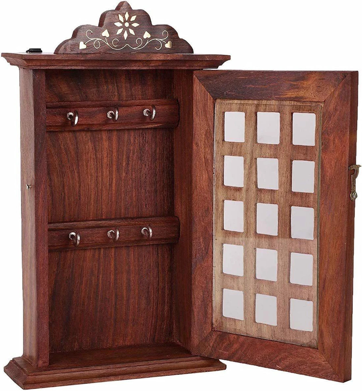 Handcrafted Wooden Key Cabinet Box – Wall Mounted Key Storage Organizer