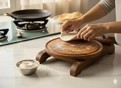 Wooden Chakla Belan Set with Stand