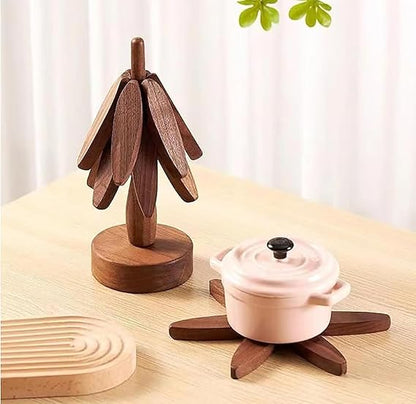 Wooden Tree Coster for Dishes Stand