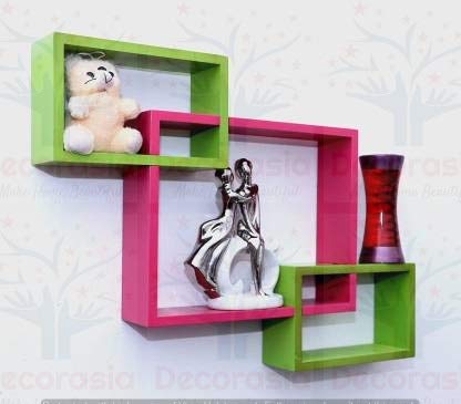 DECORASIA� Beautiful Interlocking Shape (Set of 3) Wooden Wall Shelf