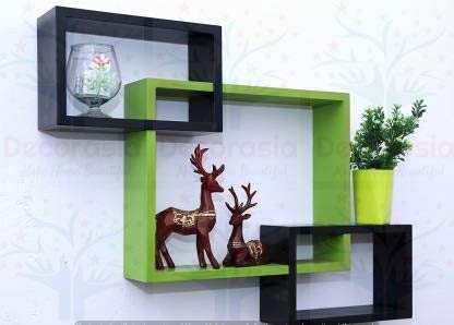 DECORASIA� Beautiful Interlocking Shape (Set of 3) Wooden Wall Shelf