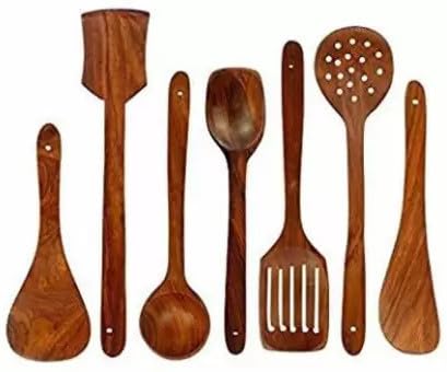 Sheesham Wood Cooking & Serving Spoon Set (7 Cooking + 6 Mini Spoons)