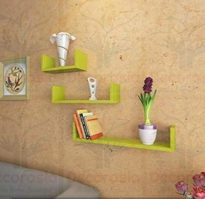 DECORASIA� Beautiful U Shape Wooden Wall Shelf for Multi Purpose Utility MDF Wall Shelf