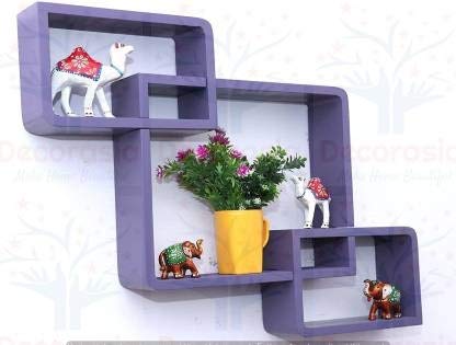 DECORASIA� Beautiful Interlocking Shape (Set of 3) Wooden Wall Shelf