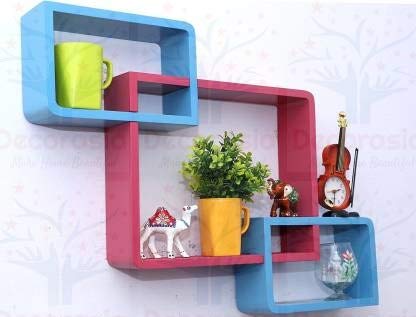 DECORASIA� Beautiful Interlocking Shape (Set of 3) Wooden Wall Shelf