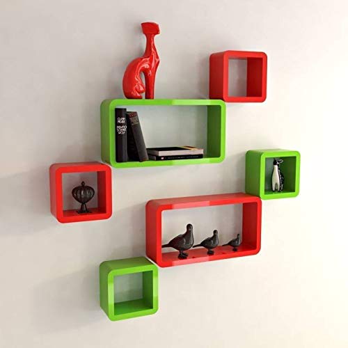 DECORASIA� Beautiful & Antique Cube & Rectangle Shape (Set of 6) Mounted Rack Shelves.