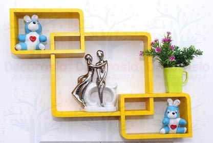 DECORASIA� Beautiful Interlocking Shape (Set of 3) Wooden Wall Shelf