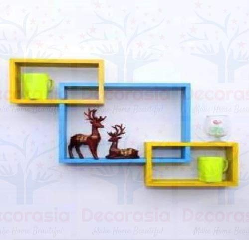 DECORASIA� Beautiful Interlocking Shape (Set of 3) Wooden Wall Shelf