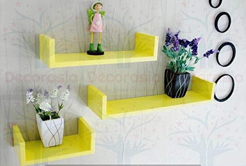 DECORASIA Beautiful U Shape Wooden Wall Shelf for Multi Purpose Utility MDF Wall Shelf