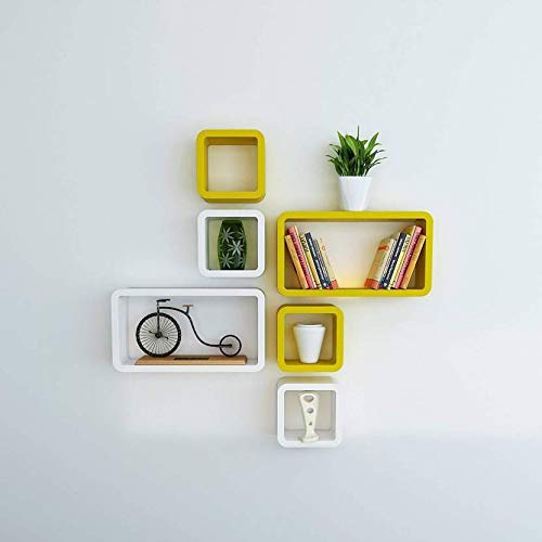 DECORASIA Beautiful & Antique Cube & Rectangle Shape (Set of 6) Mounted Rack Shelves.