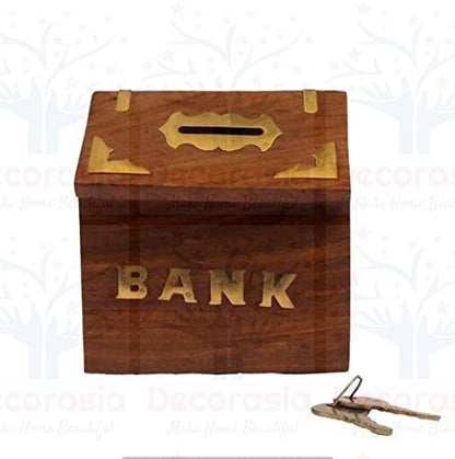 DECORASIA™ Wooden Beautiful Unique Hut Shape Coin Bank Piggy Bank Money Bank. Gullak for Kids, Wooden,Coin Bank, Birthday Gift for Kids.